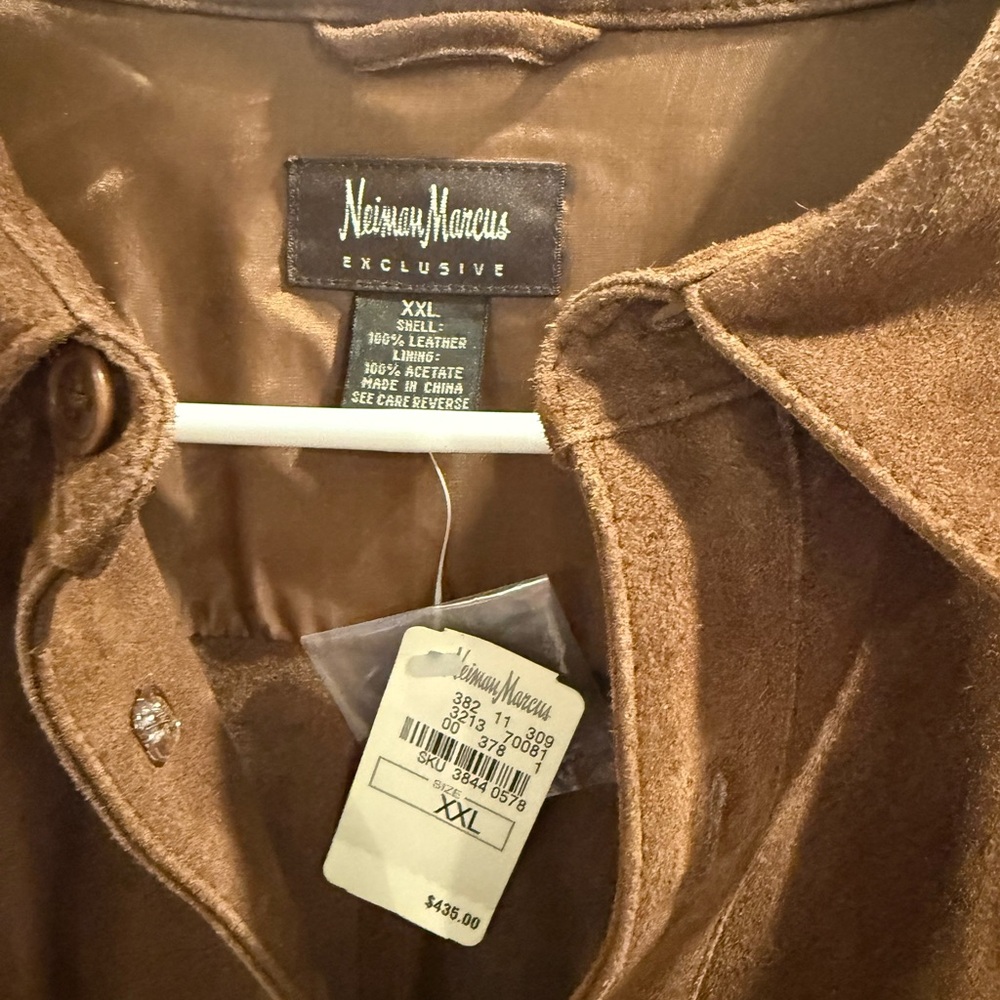 Neiman Marcus Chocolate Brown Leather Shirt/Jacket NWT - Picture 2 of 10